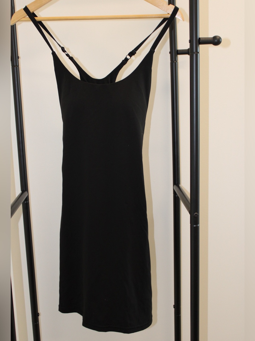 Sleek Black Satin Slip Dress with Adjustable Straps